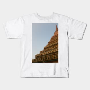 Second unusual low angle view of a Buddha stupa against clear sky. Kids T-Shirt